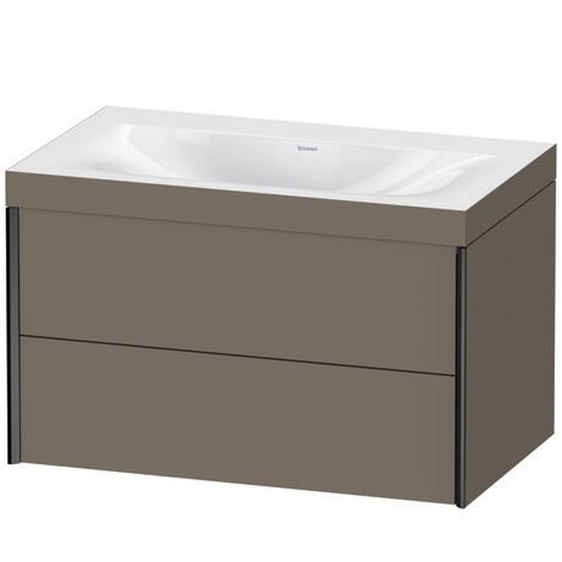 Duravit Xviu 31" x 20" x 19" Two Drawer C-Bonded Wall-Mount Vanity Kit Without Tap Hole, Flannel Gray (XV4615NB290C)