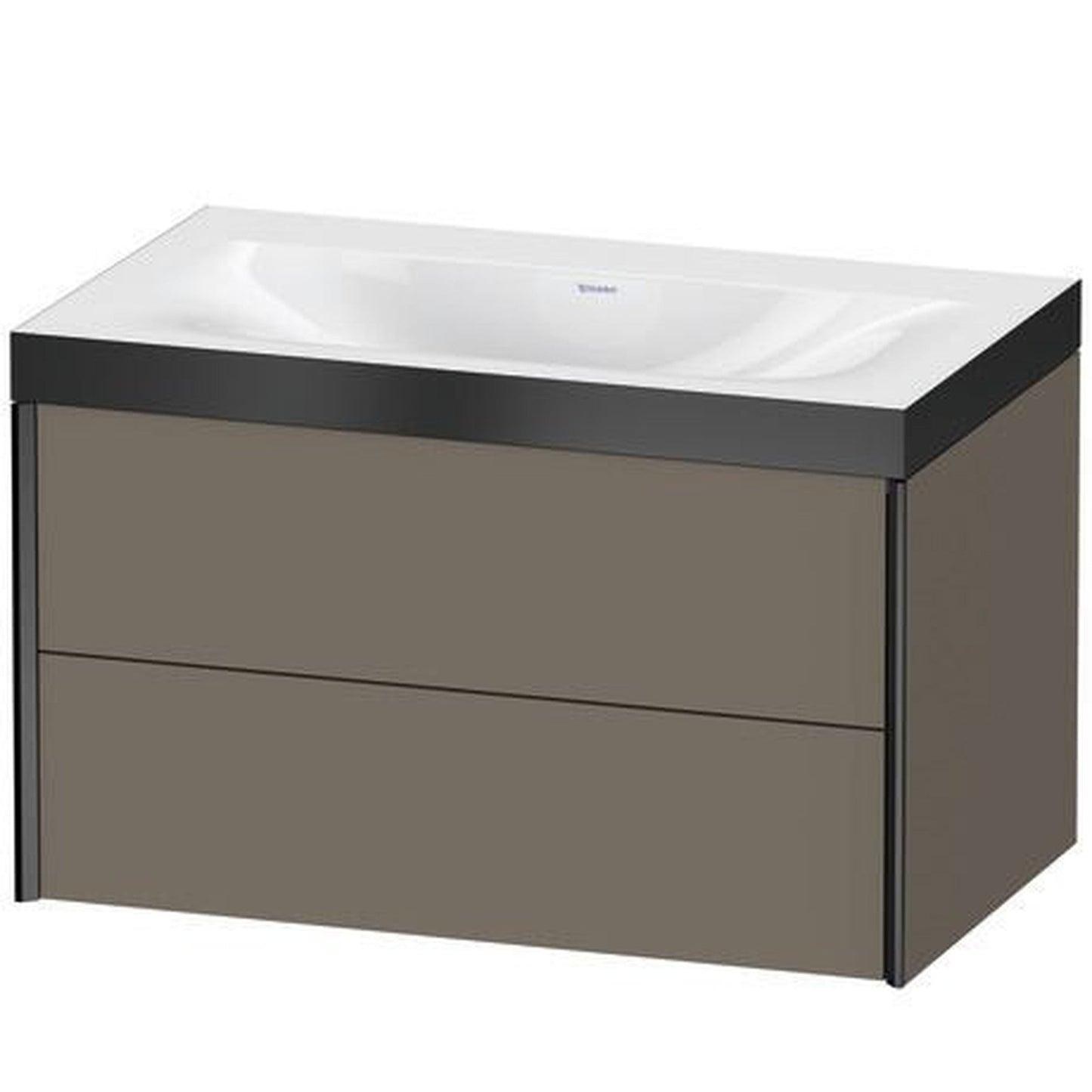 Duravit Xviu 31" x 20" x 19" Two Drawer C-Bonded Wall-Mount Vanity Kit Without Tap Hole, Flannel Gray (XV4615NB290P)