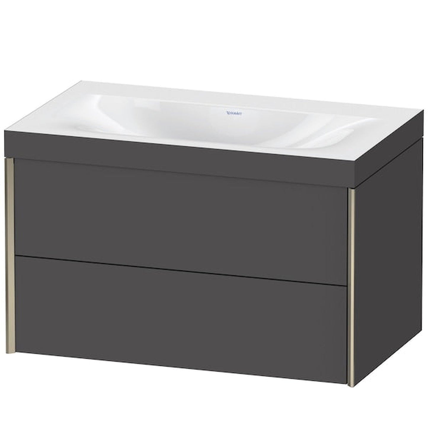 Duravit Xviu 31" x 20" x 19" Two Drawer C-Bonded Wall-Mount Vanity Kit Without Tap Hole, Graphite (XV4615NB149C)