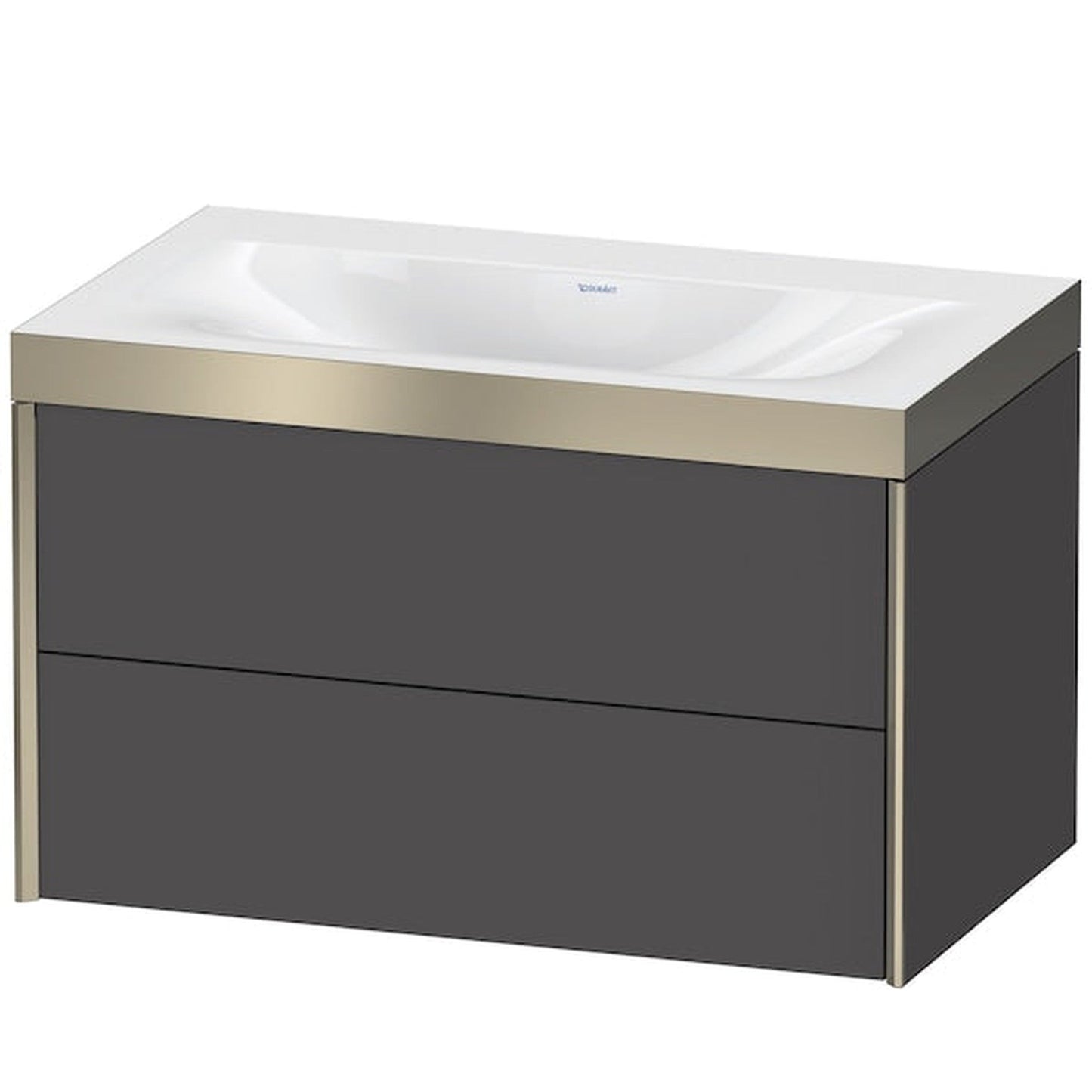 Duravit Xviu 31" x 20" x 19" Two Drawer C-Bonded Wall-Mount Vanity Kit Without Tap Hole, Graphite (XV4615NB149P)