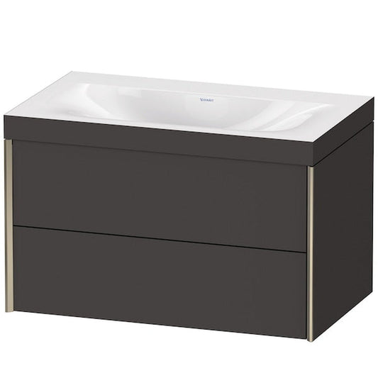 Duravit Xviu 31" x 20" x 19" Two Drawer C-Bonded Wall-Mount Vanity Kit Without Tap Hole, Graphite (XV4615NB180C)