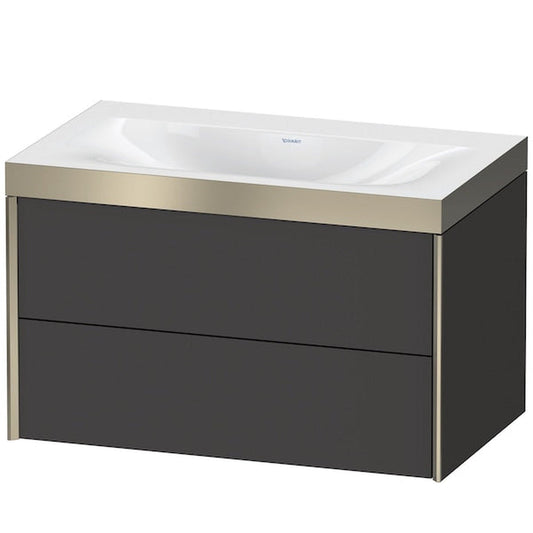 Duravit Xviu 31" x 20" x 19" Two Drawer C-Bonded Wall-Mount Vanity Kit Without Tap Hole, Graphite (XV4615NB180P)
