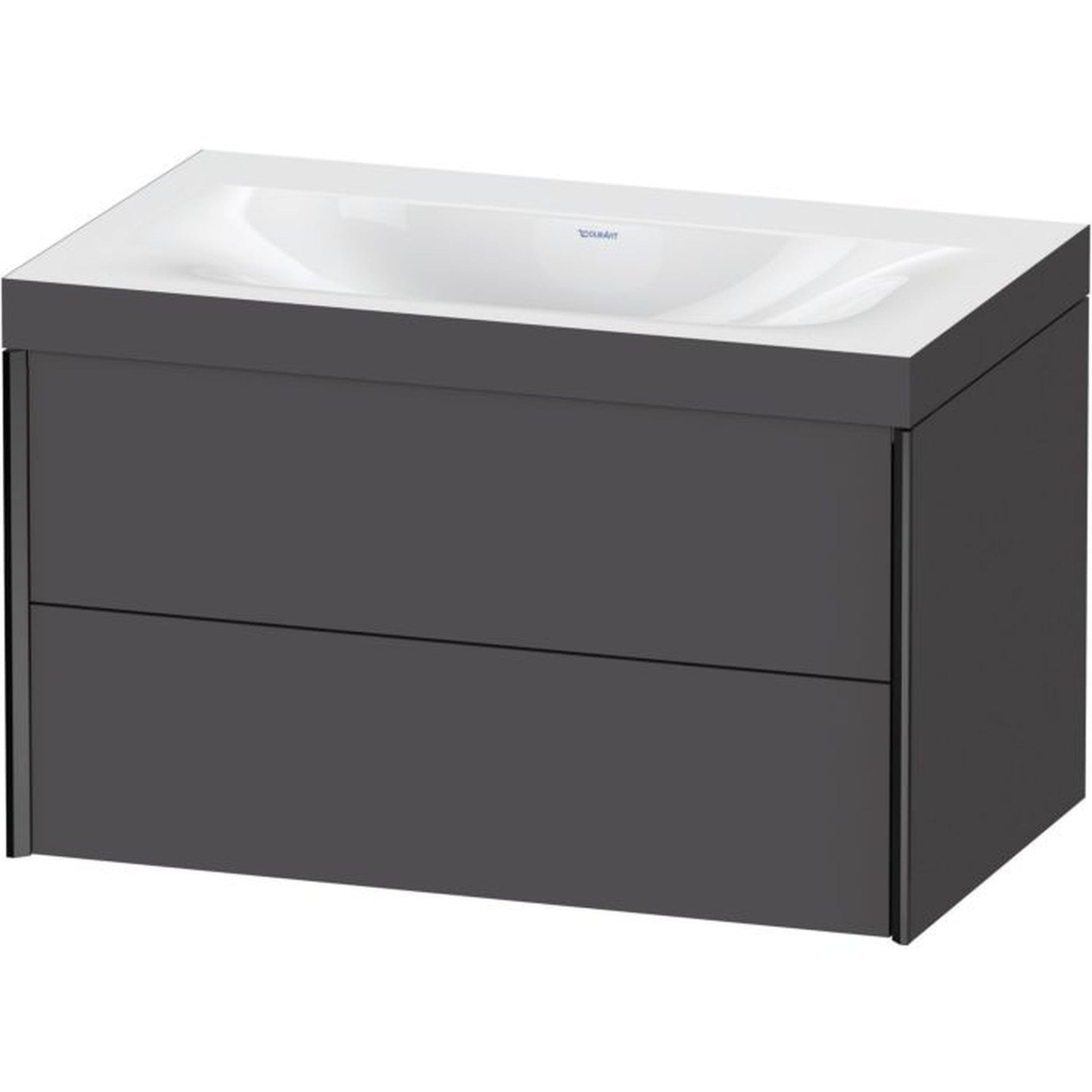 Duravit Xviu 31" x 20" x 19" Two Drawer C-Bonded Wall-Mount Vanity Kit Without Tap Hole, Graphite (XV4615NB249C)