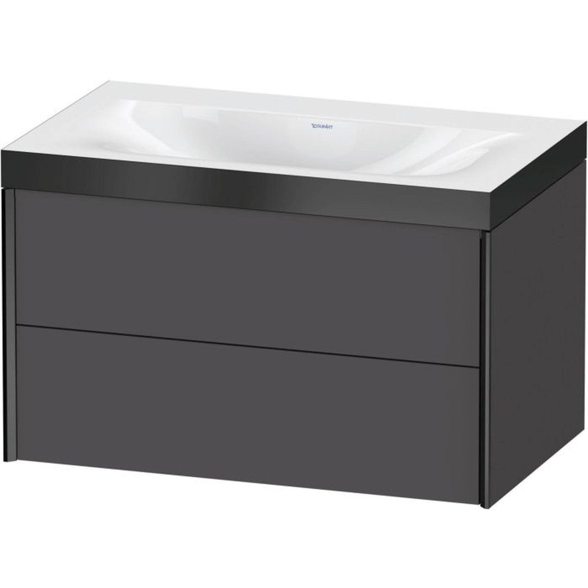 Duravit Xviu 31" x 20" x 19" Two Drawer C-Bonded Wall-Mount Vanity Kit Without Tap Hole, Graphite (XV4615NB249P)
