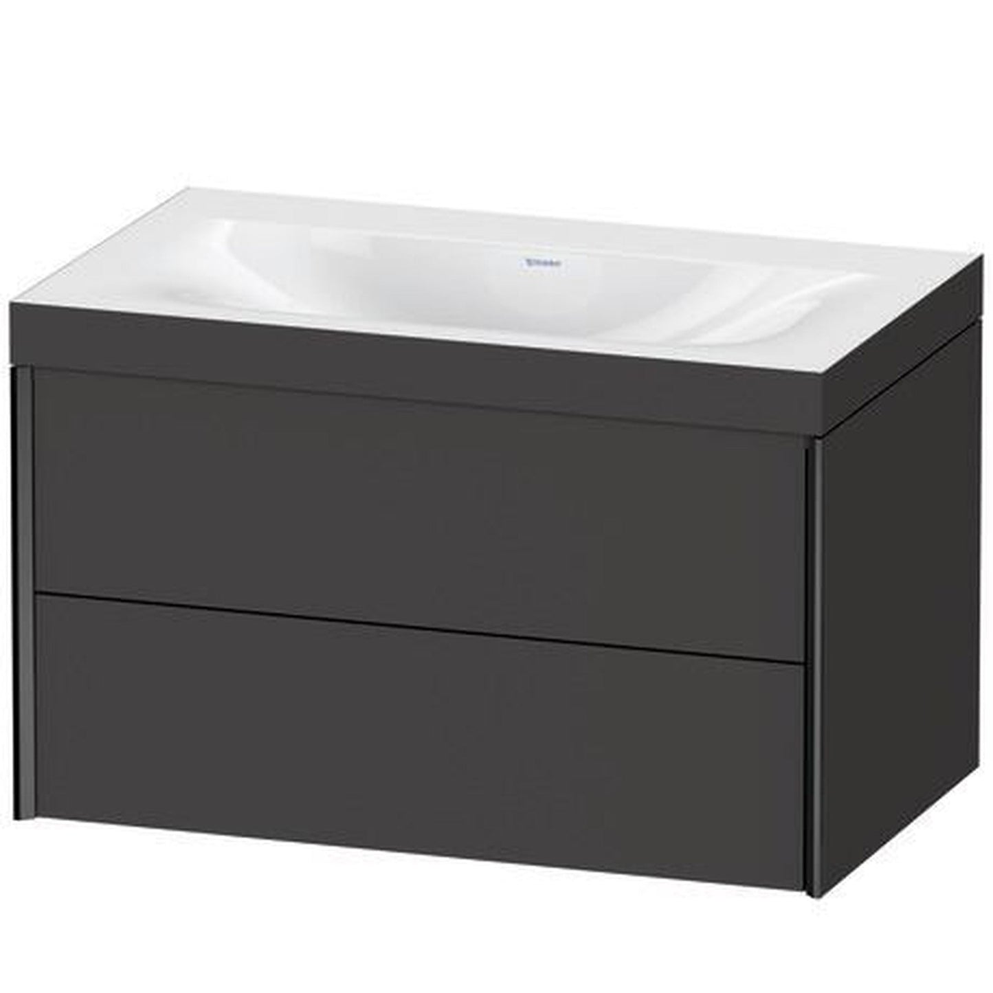 Duravit Xviu 31" x 20" x 19" Two Drawer C-Bonded Wall-Mount Vanity Kit Without Tap Hole, Graphite (XV4615NB280C)