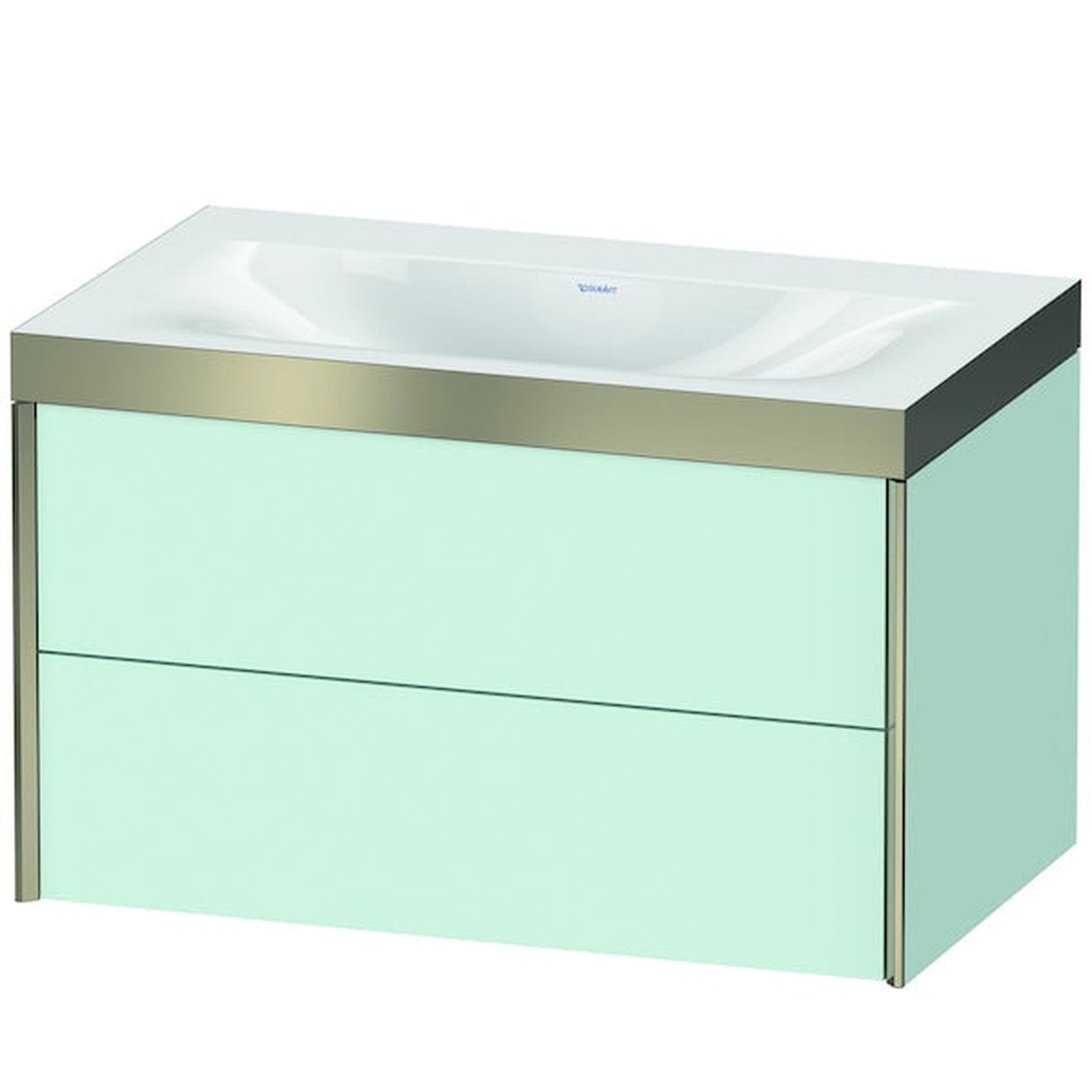 Duravit Xviu 31" x 20" x 19" Two Drawer C-Bonded Wall-Mount Vanity Kit Without Tap Hole, Light Blue (XV4615NB109P)