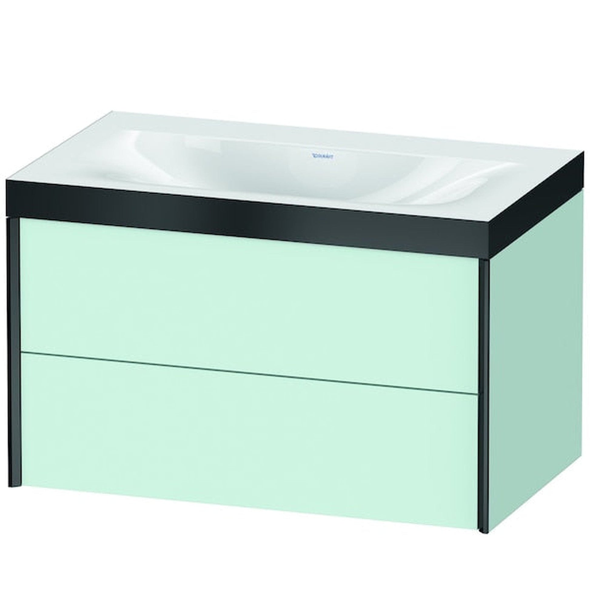 Duravit Xviu 31" x 20" x 19" Two Drawer C-Bonded Wall-Mount Vanity Kit Without Tap Hole, Light Blue (XV4615NB209P)