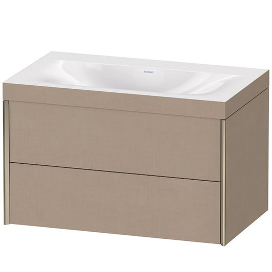 Duravit Xviu 31" x 20" x 19" Two Drawer C-Bonded Wall-Mount Vanity Kit Without Tap Hole, Linen (XV4615NB175C)