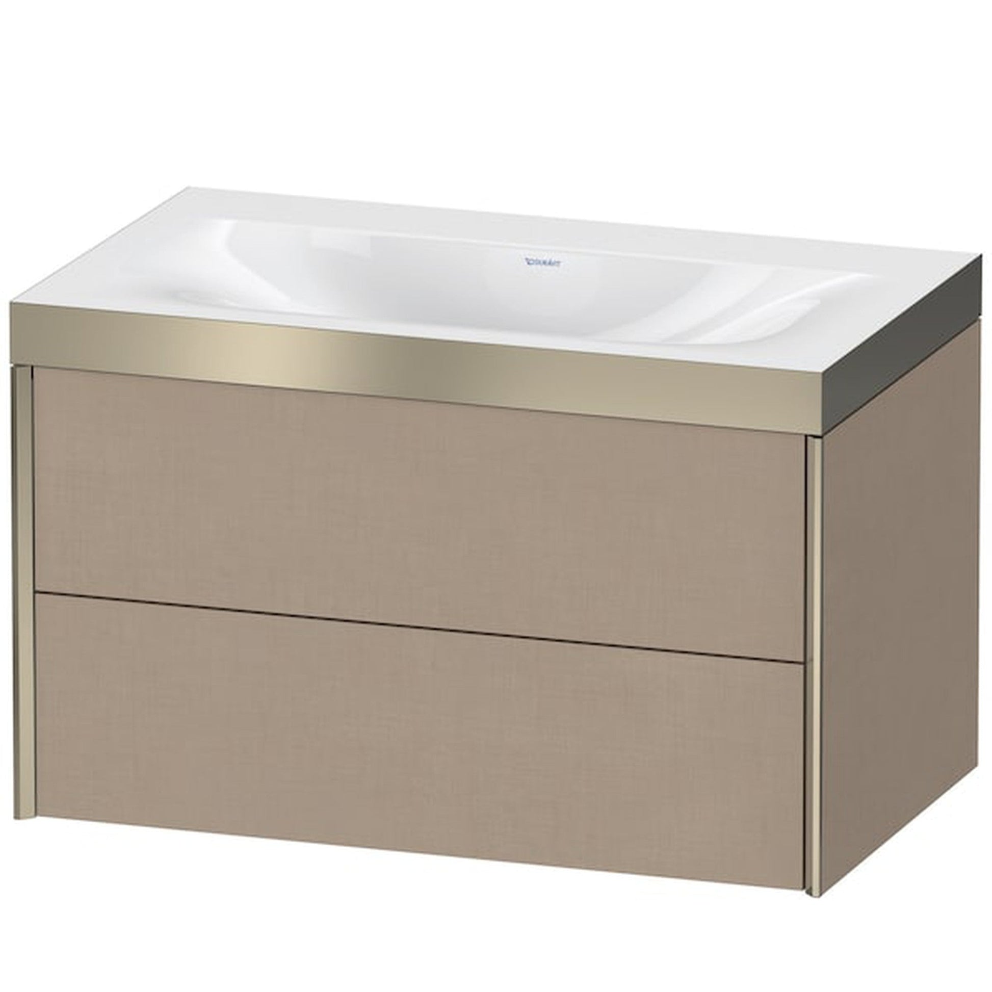 Duravit Xviu 31" x 20" x 19" Two Drawer C-Bonded Wall-Mount Vanity Kit Without Tap Hole, Linen (XV4615NB175P)