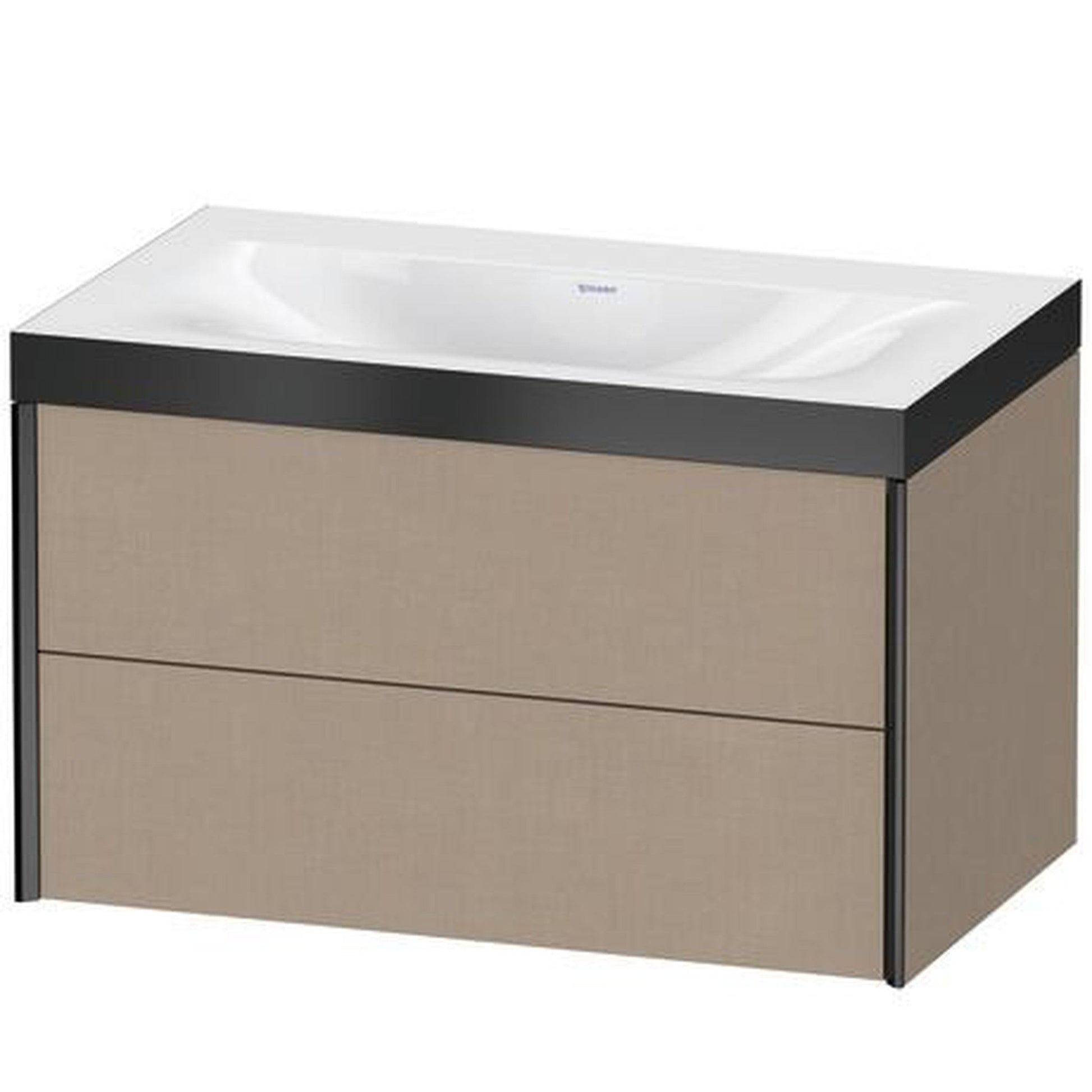 Duravit Xviu 31" x 20" x 19" Two Drawer C-Bonded Wall-Mount Vanity Kit Without Tap Hole, Linen (XV4615NB275P)