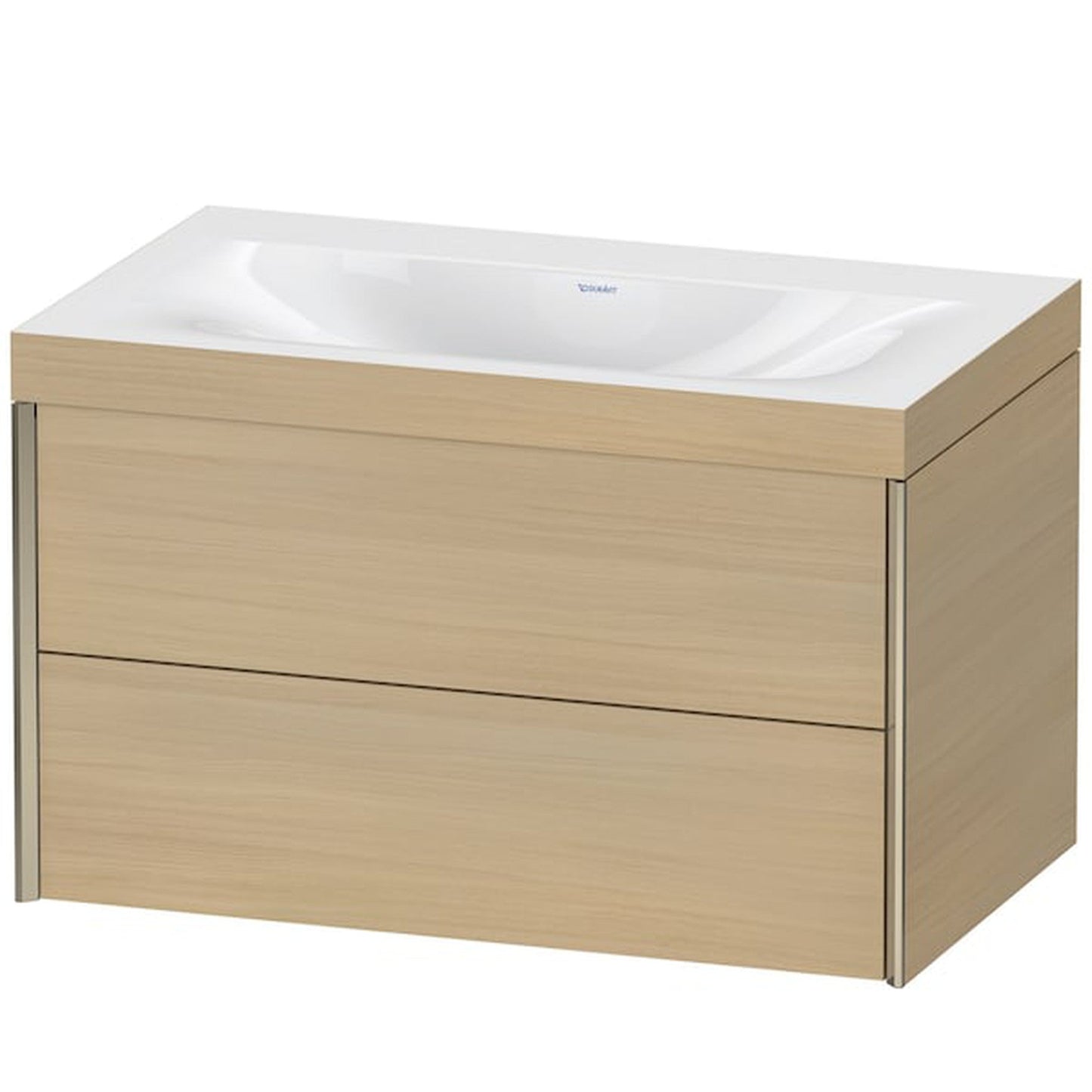 Duravit Xviu 31" x 20" x 19" Two Drawer C-Bonded Wall-Mount Vanity Kit Without Tap Hole, Mediterranean Oak (XV4615NB171C)