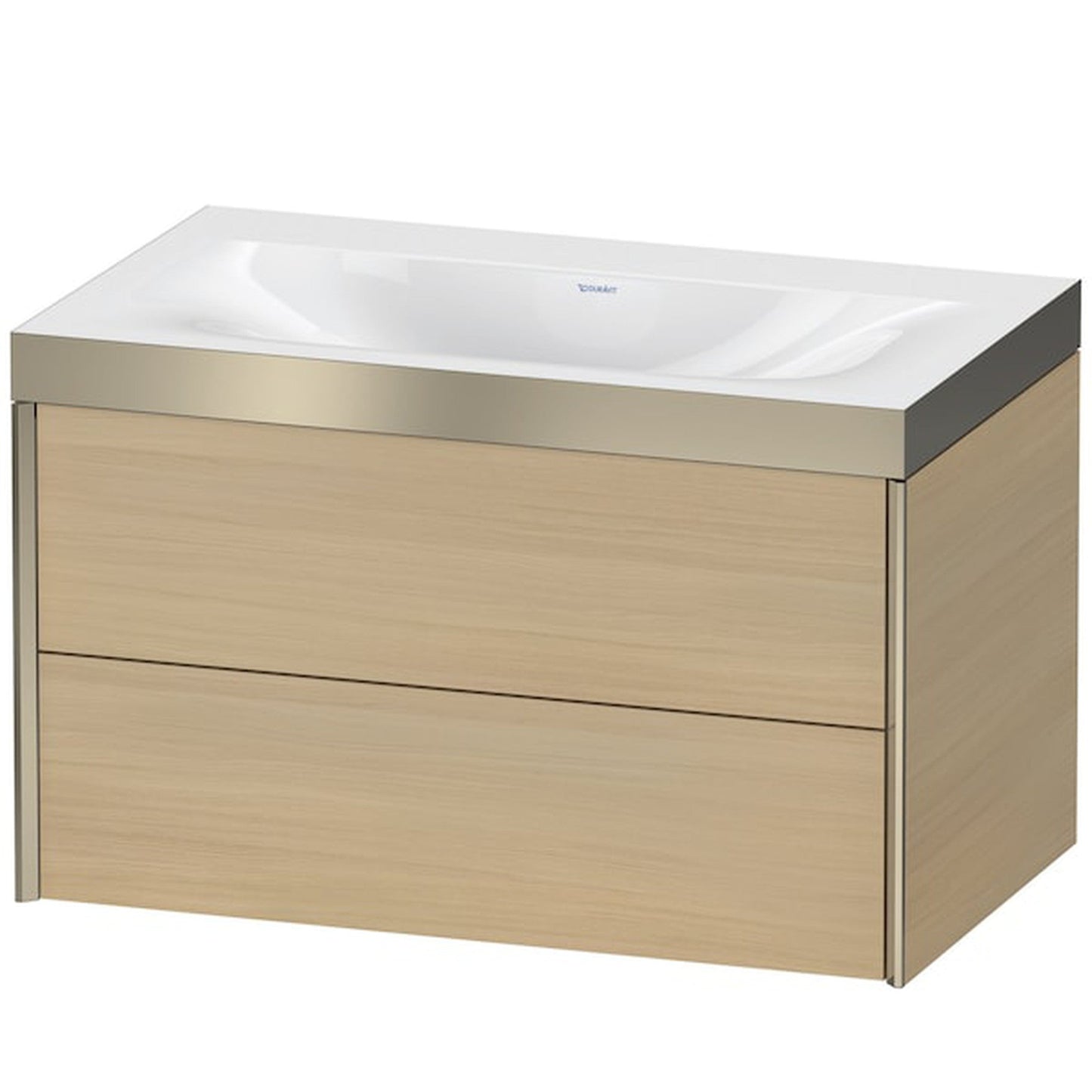 Duravit Xviu 31" x 20" x 19" Two Drawer C-Bonded Wall-Mount Vanity Kit Without Tap Hole, Mediterranean Oak (XV4615NB171P)