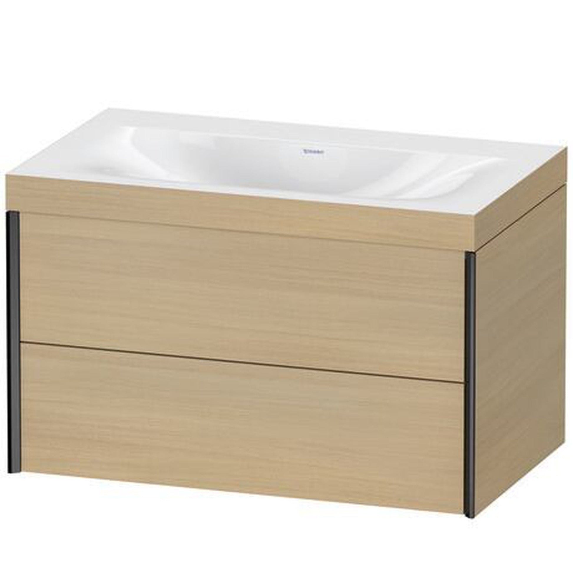 Duravit Xviu 31" x 20" x 19" Two Drawer C-Bonded Wall-Mount Vanity Kit Without Tap Hole, Mediterranean Oak (XV4615NB271C)