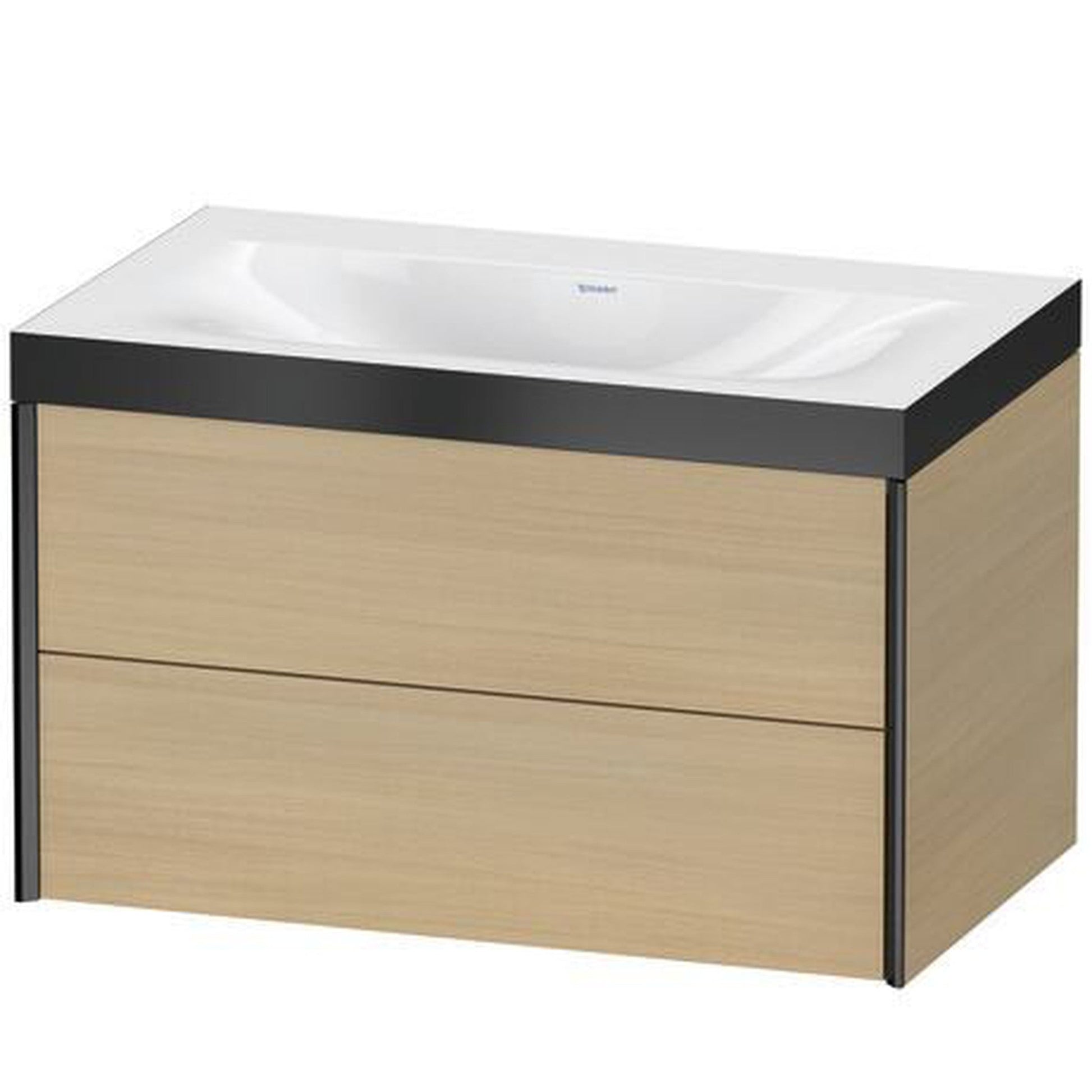 Duravit Xviu 31" x 20" x 19" Two Drawer C-Bonded Wall-Mount Vanity Kit Without Tap Hole, Mediterranean Oak (XV4615NB271P)