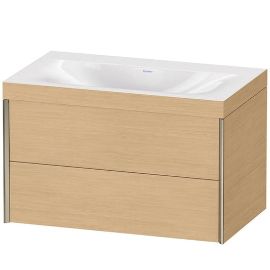 Duravit Xviu 31" x 20" x 19" Two Drawer C-Bonded Wall-Mount Vanity Kit Without Tap Hole, Natural Oak (XV4615NB130C)