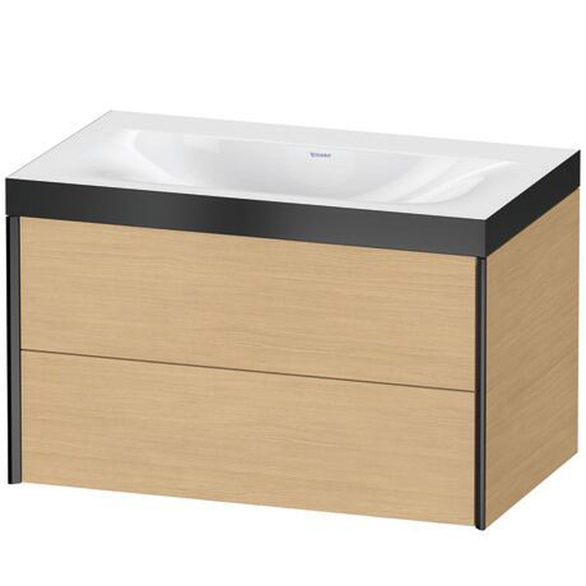 Duravit Xviu 31" x 20" x 19" Two Drawer C-Bonded Wall-Mount Vanity Kit Without Tap Hole, Natural Oak (XV4615NB230P)