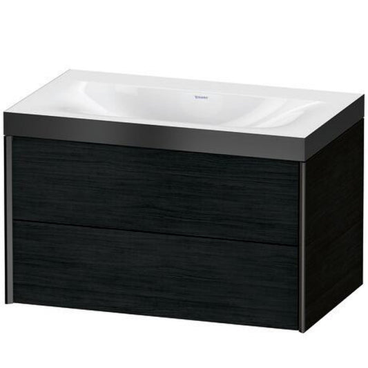 Duravit Xviu 31" x 20" x 19" Two Drawer C-Bonded Wall-Mount Vanity Kit Without Tap Hole, Oak Black (XV4615NB216P)