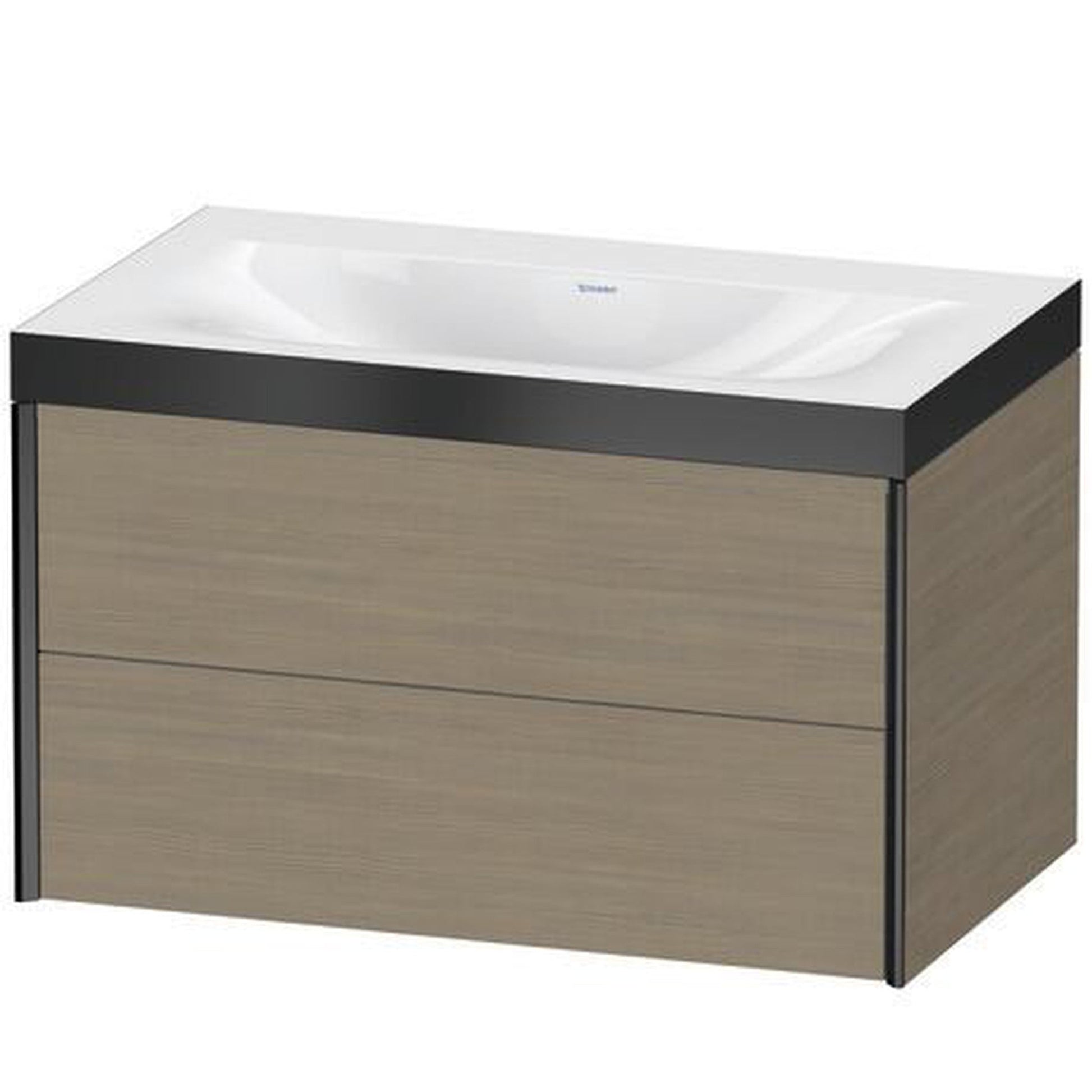 Duravit Xviu 31" x 20" x 19" Two Drawer C-Bonded Wall-Mount Vanity Kit Without Tap Hole, Oak Terra (XV4615NB235P)