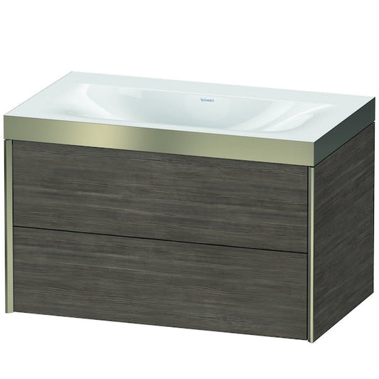 Duravit Xviu 31" x 20" x 19" Two Drawer C-Bonded Wall-Mount Vanity Kit Without Tap Hole, Pine Terra (XV4615NB151P)