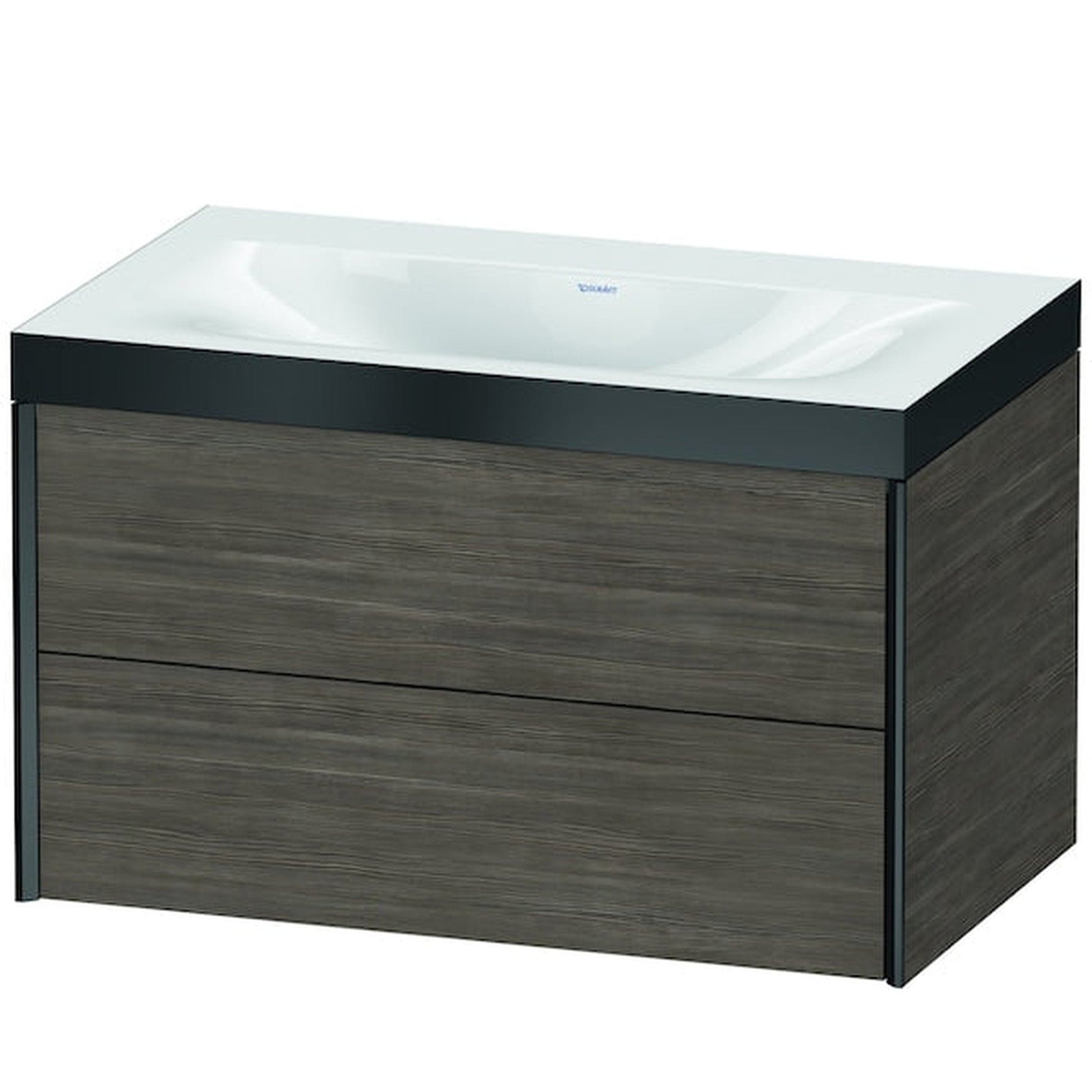 Duravit Xviu 31" x 20" x 19" Two Drawer C-Bonded Wall-Mount Vanity Kit Without Tap Hole, Pine Terra (XV4615NB251P)