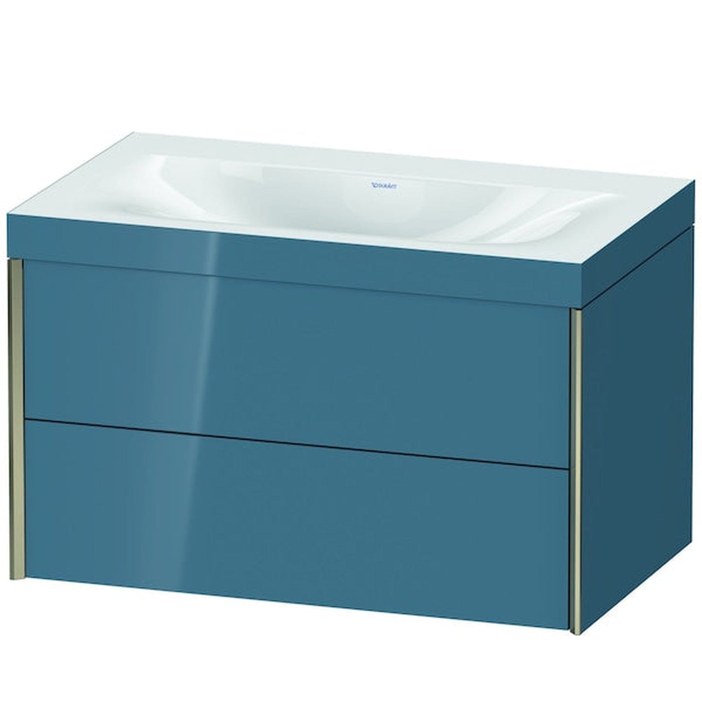 Duravit Xviu 31" x 20" x 19" Two Drawer C-Bonded Wall-Mount Vanity Kit Without Tap Hole, Stone Blue (XV4615NB147C)