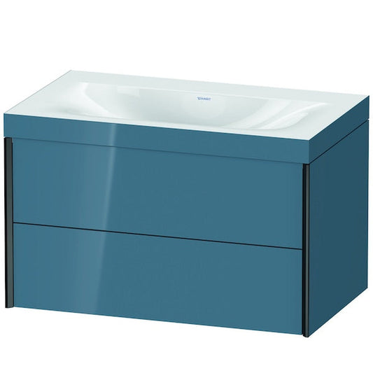 Duravit Xviu 31" x 20" x 19" Two Drawer C-Bonded Wall-Mount Vanity Kit Without Tap Hole, Stone Blue (XV4615NB247C)
