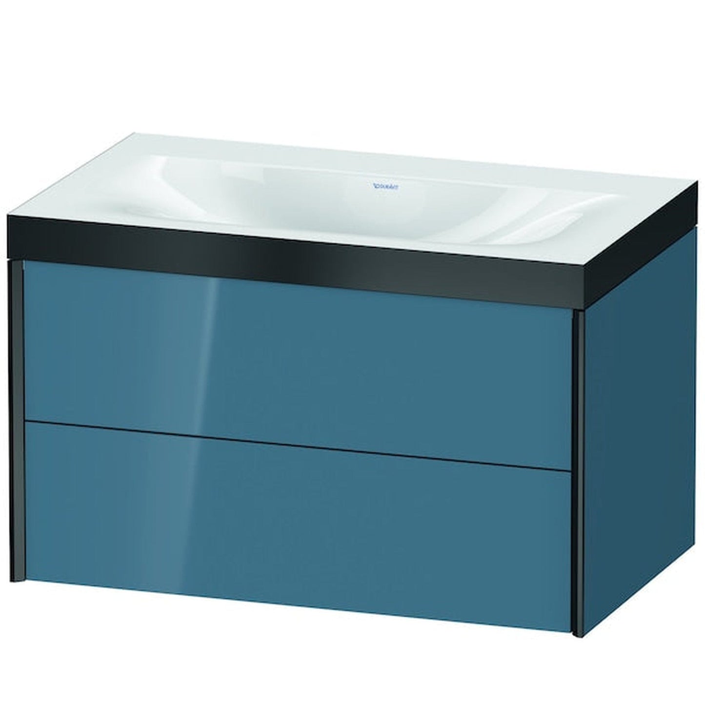 Duravit Xviu 31" x 20" x 19" Two Drawer C-Bonded Wall-Mount Vanity Kit Without Tap Hole, Stone Blue (XV4615NB247P)