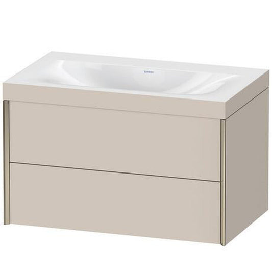 Duravit Xviu 31" x 20" x 19" Two Drawer C-Bonded Wall-Mount Vanity Kit Without Tap Hole, Taupe (XV4615NB191C)
