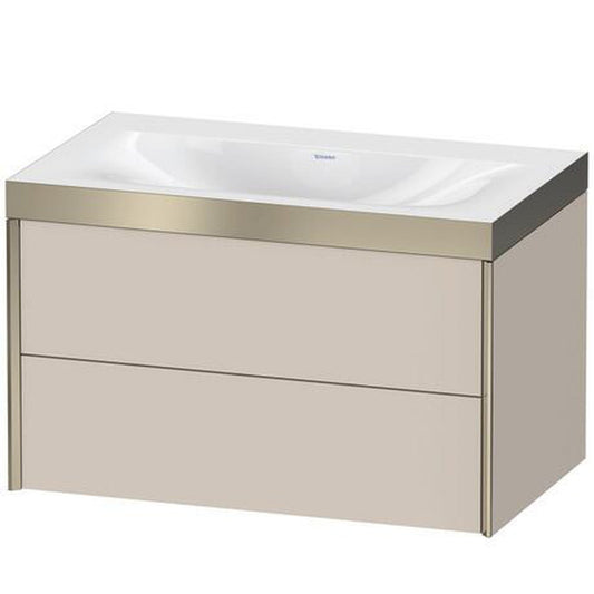 Duravit Xviu 31" x 20" x 19" Two Drawer C-Bonded Wall-Mount Vanity Kit Without Tap Hole, Taupe (XV4615NB191P)