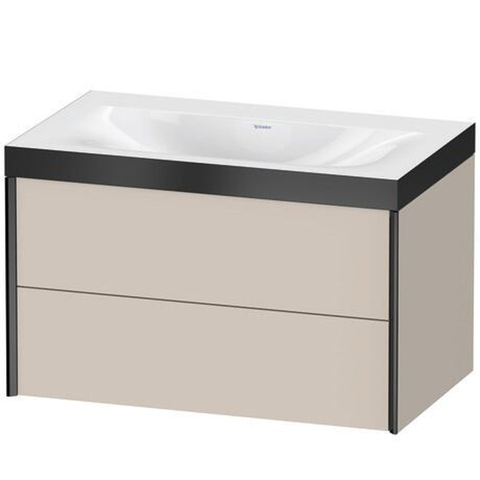 Duravit Xviu 31" x 20" x 19" Two Drawer C-Bonded Wall-Mount Vanity Kit Without Tap Hole, Taupe (XV4615NB291P)