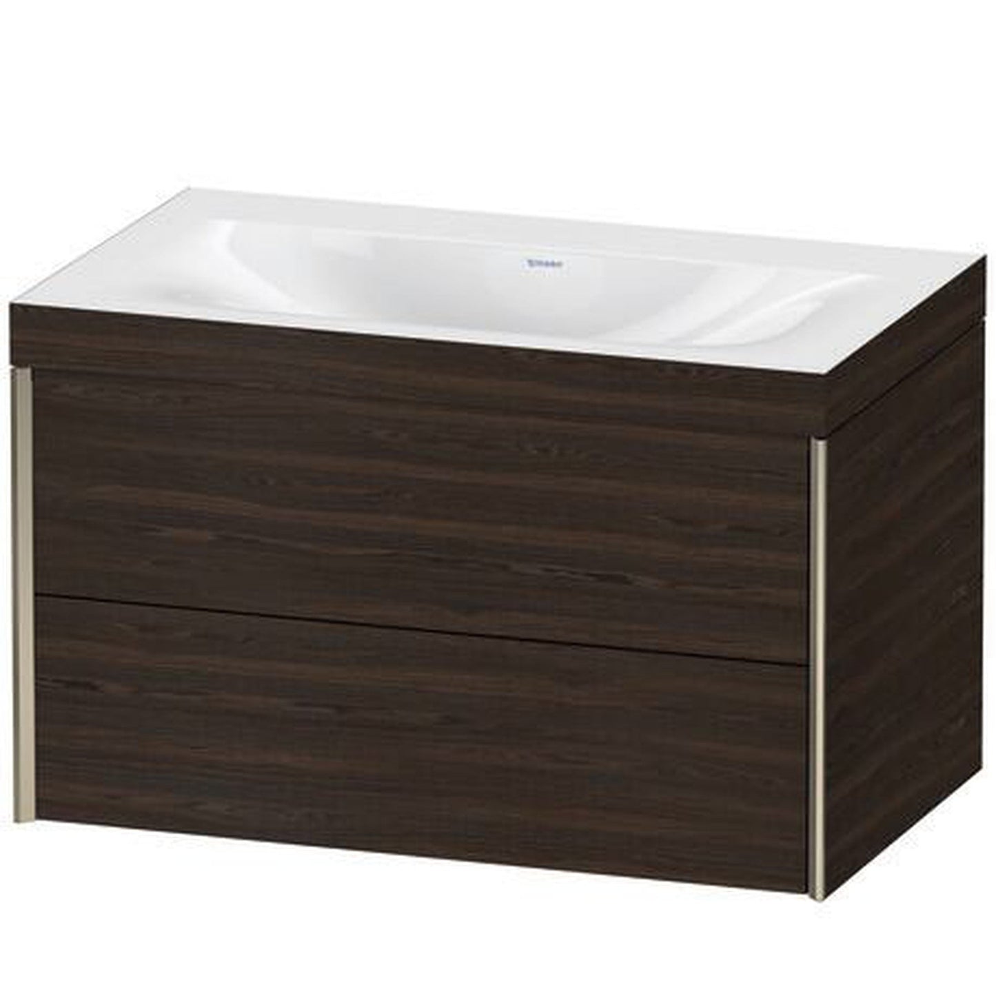 Duravit Xviu 31" x 20" x 19" Two Drawer C-Bonded Wall-Mount Vanity Kit Without Tap Hole, Walnut Brushed (XV4615NB169C)