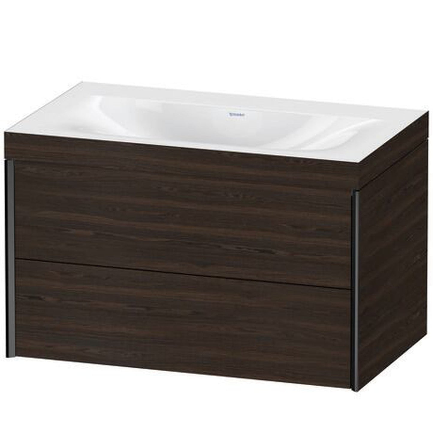 Duravit Xviu 31" x 20" x 19" Two Drawer C-Bonded Wall-Mount Vanity Kit Without Tap Hole, Walnut Brushed (XV4615NB269C)