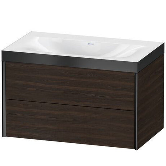Duravit Xviu 31" x 20" x 19" Two Drawer C-Bonded Wall-Mount Vanity Kit Without Tap Hole, Walnut Brushed (XV4615NB269P)
