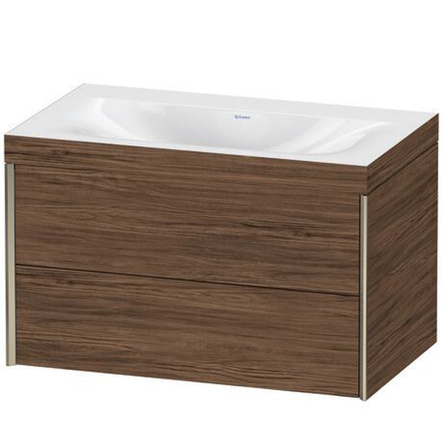 Duravit Xviu 31" x 20" x 19" Two Drawer C-Bonded Wall-Mount Vanity Kit Without Tap Hole, Walnut Dark (XV4615NB121C)