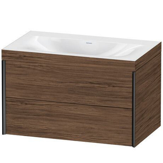 Duravit Xviu 31" x 20" x 19" Two Drawer C-Bonded Wall-Mount Vanity Kit Without Tap Hole, Walnut Dark (XV4615NB221C)