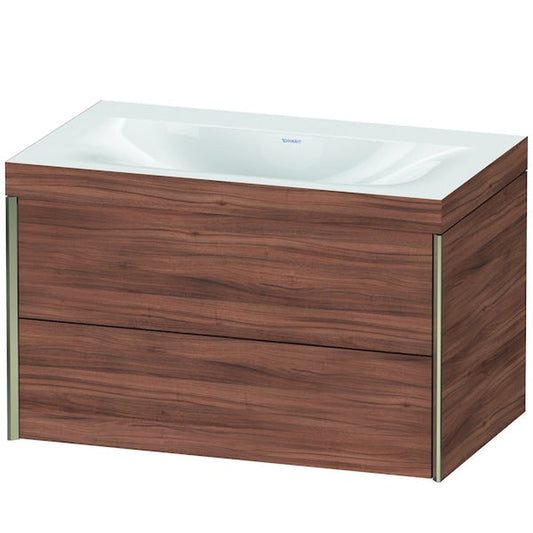 Duravit Xviu 31" x 20" x 19" Two Drawer C-Bonded Wall-Mount Vanity Kit Without Tap Hole, Walnut (XV4615NB179C)
