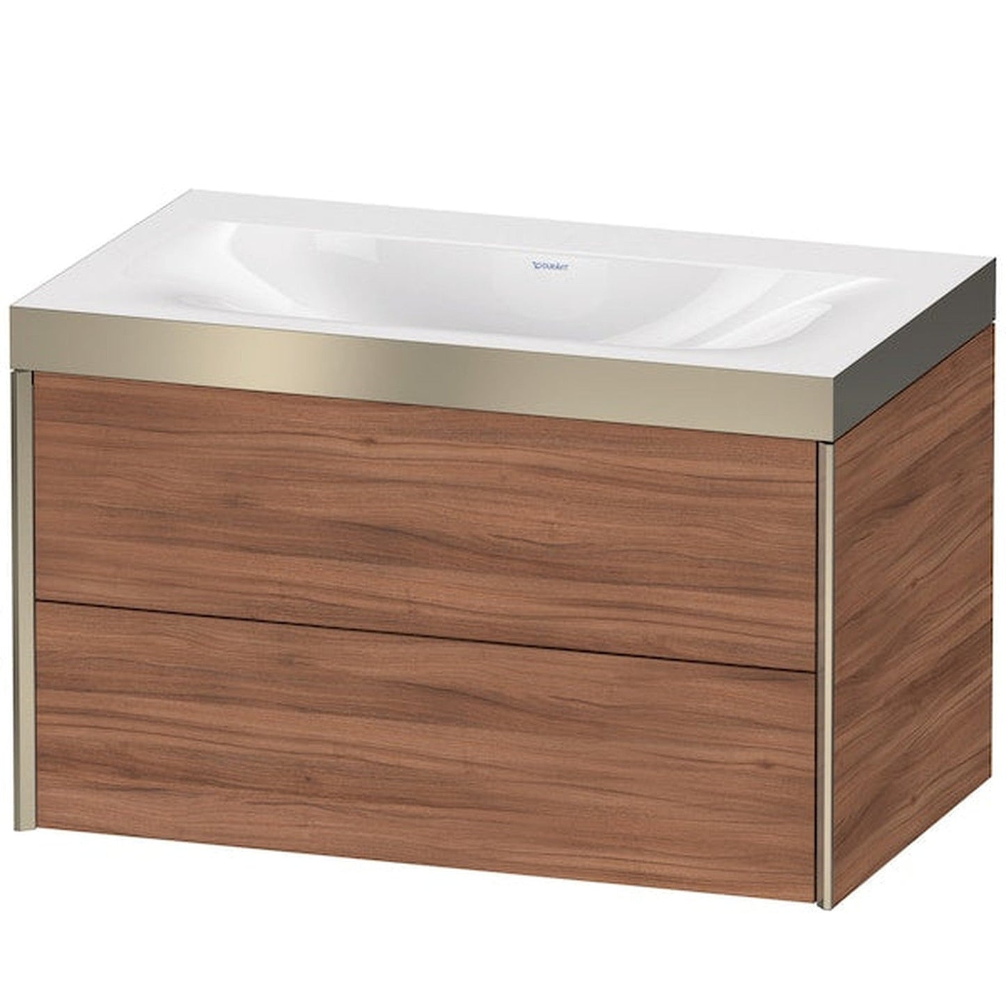Duravit Xviu 31" x 20" x 19" Two Drawer C-Bonded Wall-Mount Vanity Kit Without Tap Hole, Walnut (XV4615NB179P)
