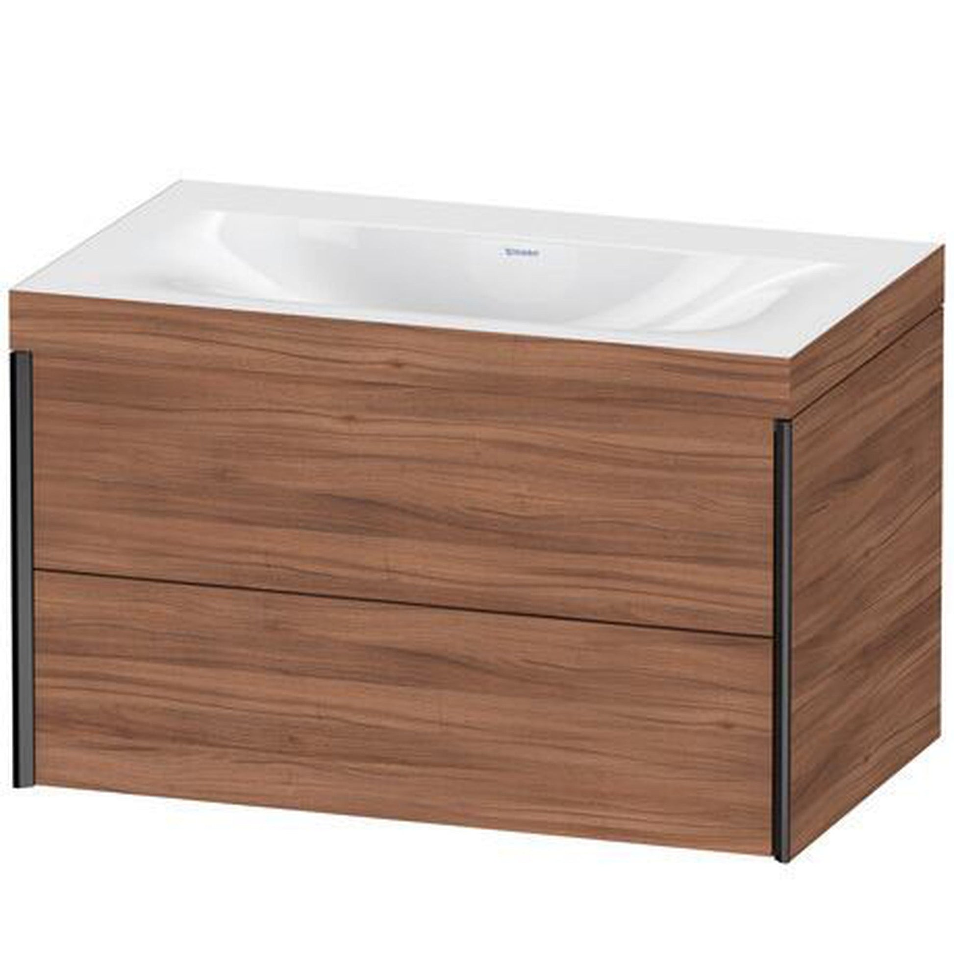 Duravit Xviu 31" x 20" x 19" Two Drawer C-Bonded Wall-Mount Vanity Kit Without Tap Hole, Walnut (XV4615NB279C)