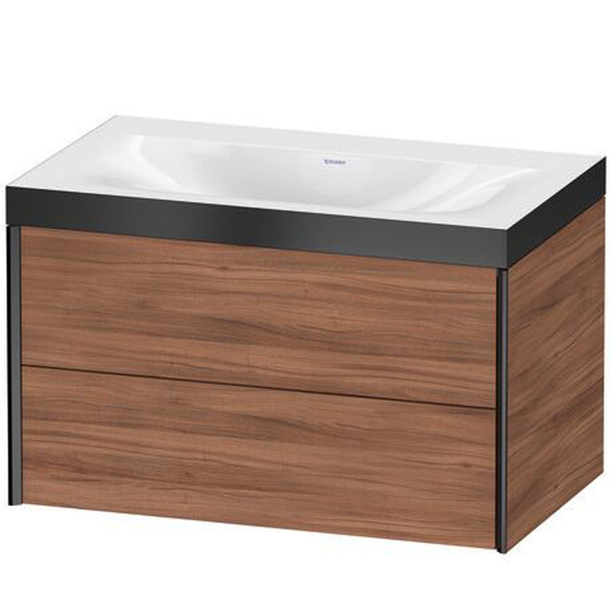 Duravit Xviu 31" x 20" x 19" Two Drawer C-Bonded Wall-Mount Vanity Kit Without Tap Hole, Walnut (XV4615NB279P)