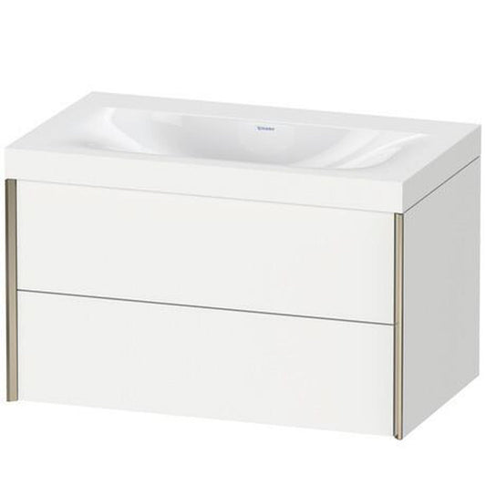 Duravit Xviu 31" x 20" x 19" Two Drawer C-Bonded Wall-Mount Vanity Kit Without Tap Hole, White (XV4615NB118C)