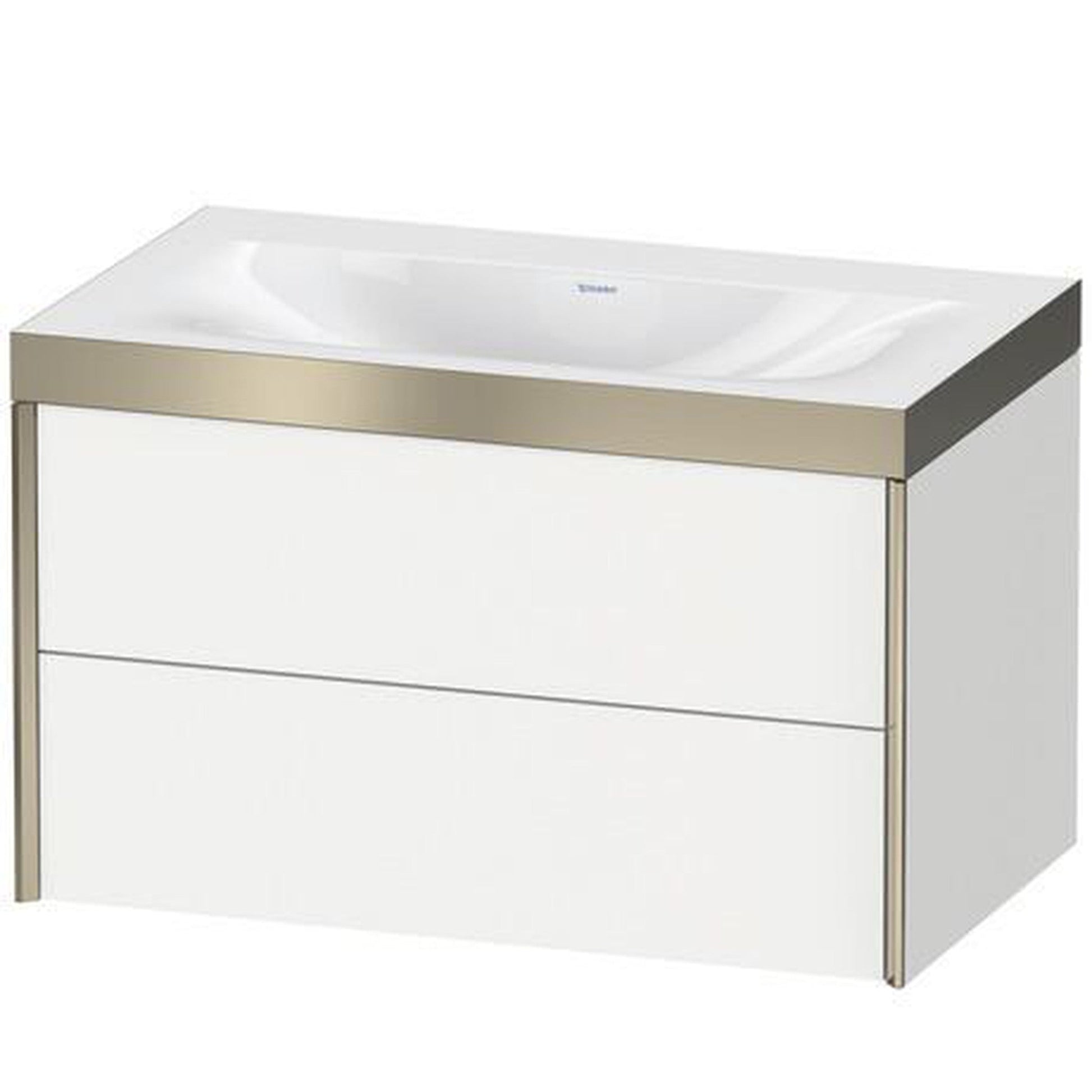 Duravit Xviu 31" x 20" x 19" Two Drawer C-Bonded Wall-Mount Vanity Kit Without Tap Hole, White (XV4615NB118P)