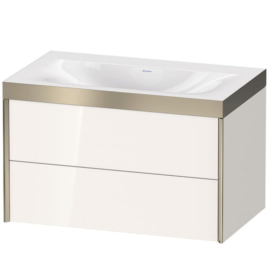 Duravit Xviu 31" x 20" x 19" Two Drawer C-Bonded Wall-Mount Vanity Kit Without Tap Hole, White (XV4615NB122P)