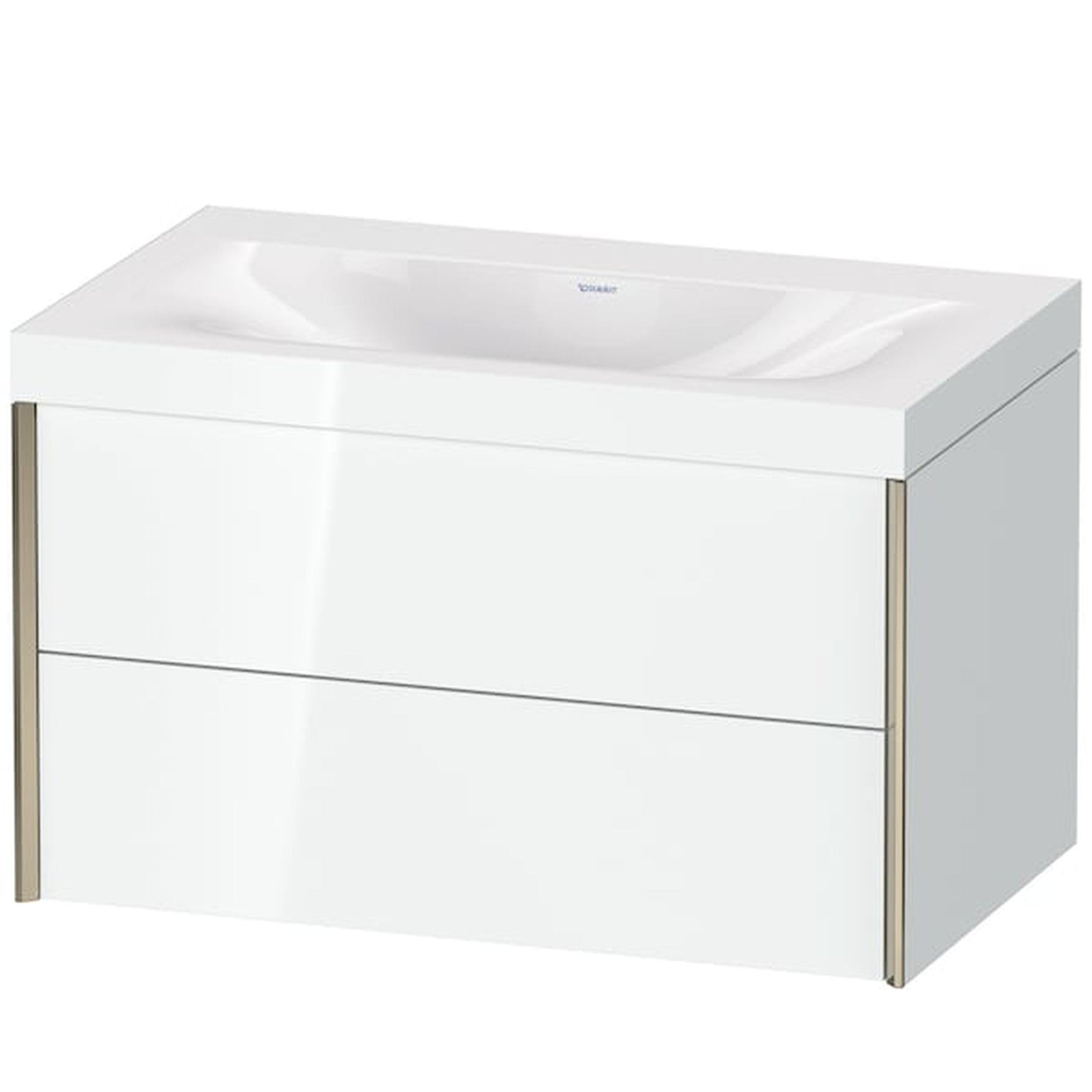 Duravit Xviu 31" x 20" x 19" Two Drawer C-Bonded Wall-Mount Vanity Kit Without Tap Hole, White (XV4615NB185C)