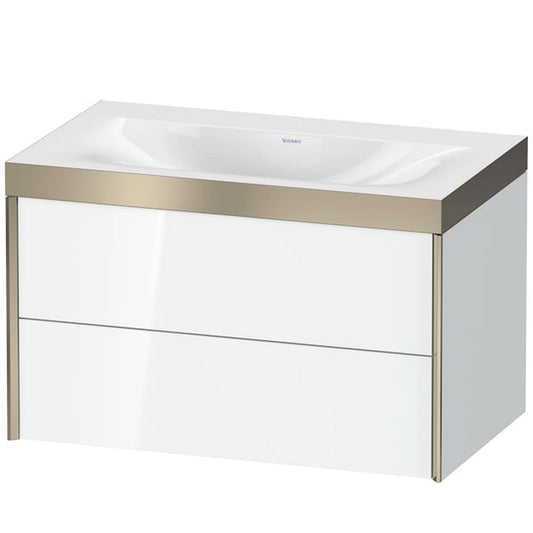 Duravit Xviu 31" x 20" x 19" Two Drawer C-Bonded Wall-Mount Vanity Kit Without Tap Hole, White (XV4615NB185P)