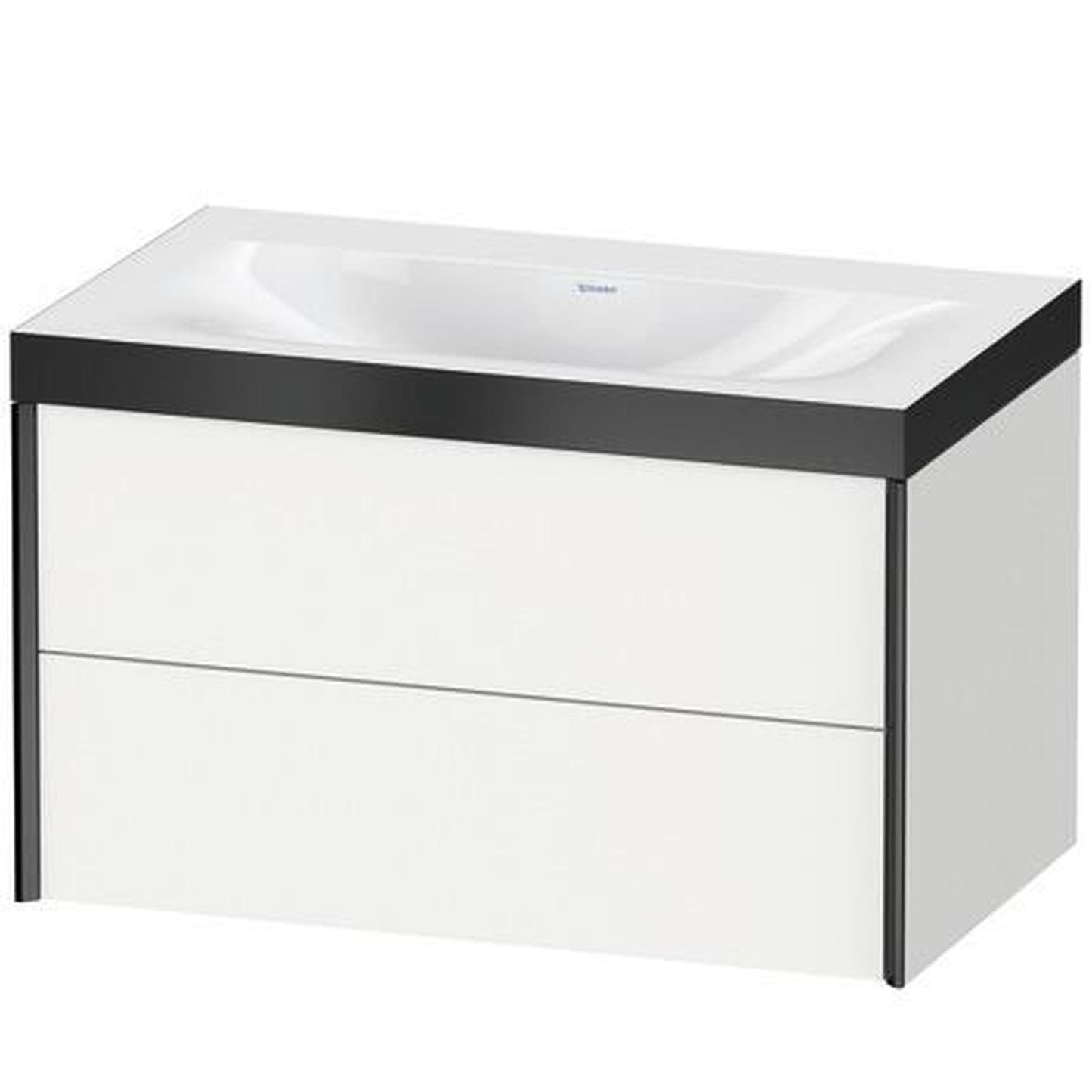 Duravit Xviu 31" x 20" x 19" Two Drawer C-Bonded Wall-Mount Vanity Kit Without Tap Hole, White (XV4615NB218P)