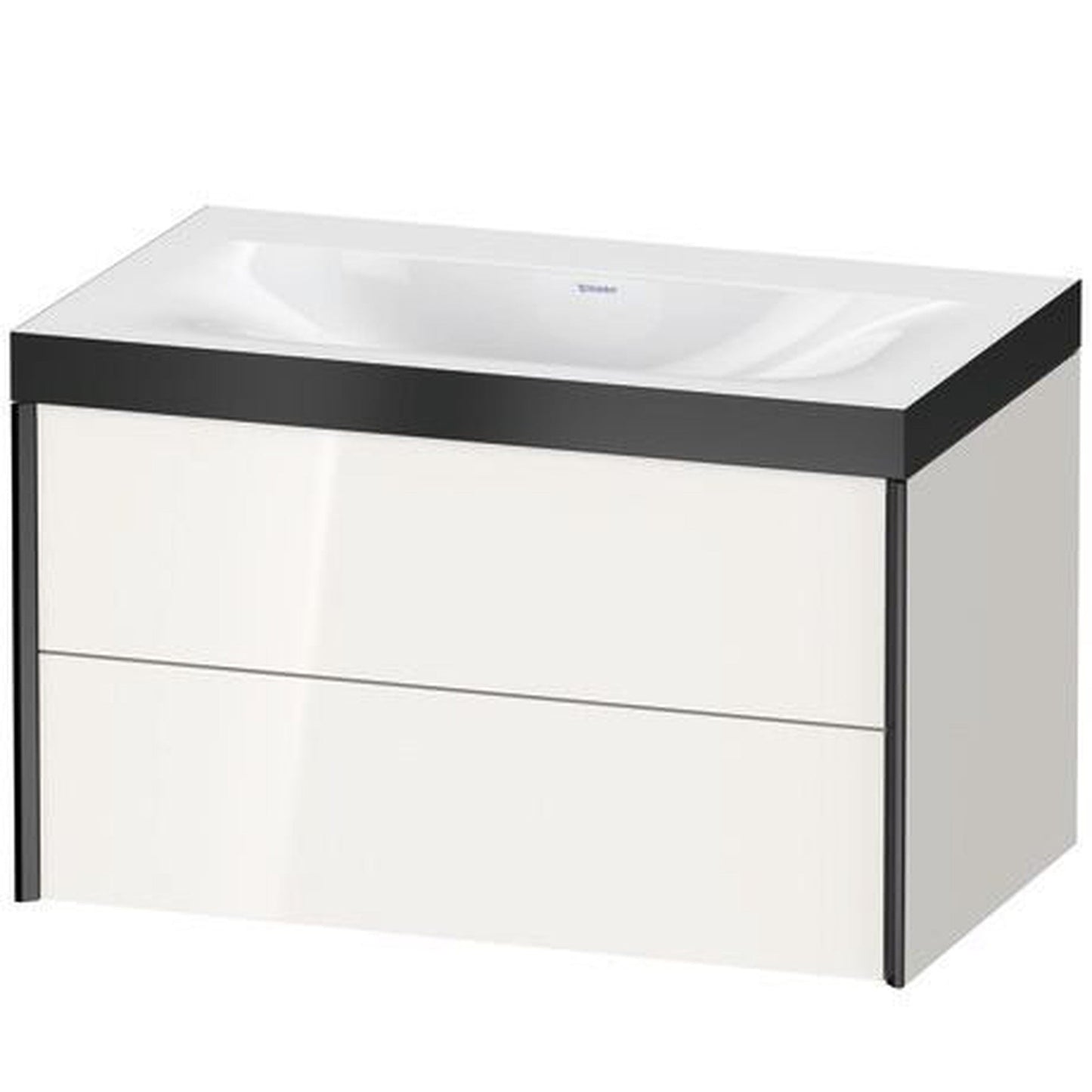 Duravit Xviu 31" x 20" x 19" Two Drawer C-Bonded Wall-Mount Vanity Kit Without Tap Hole, White (XV4615NB222P)