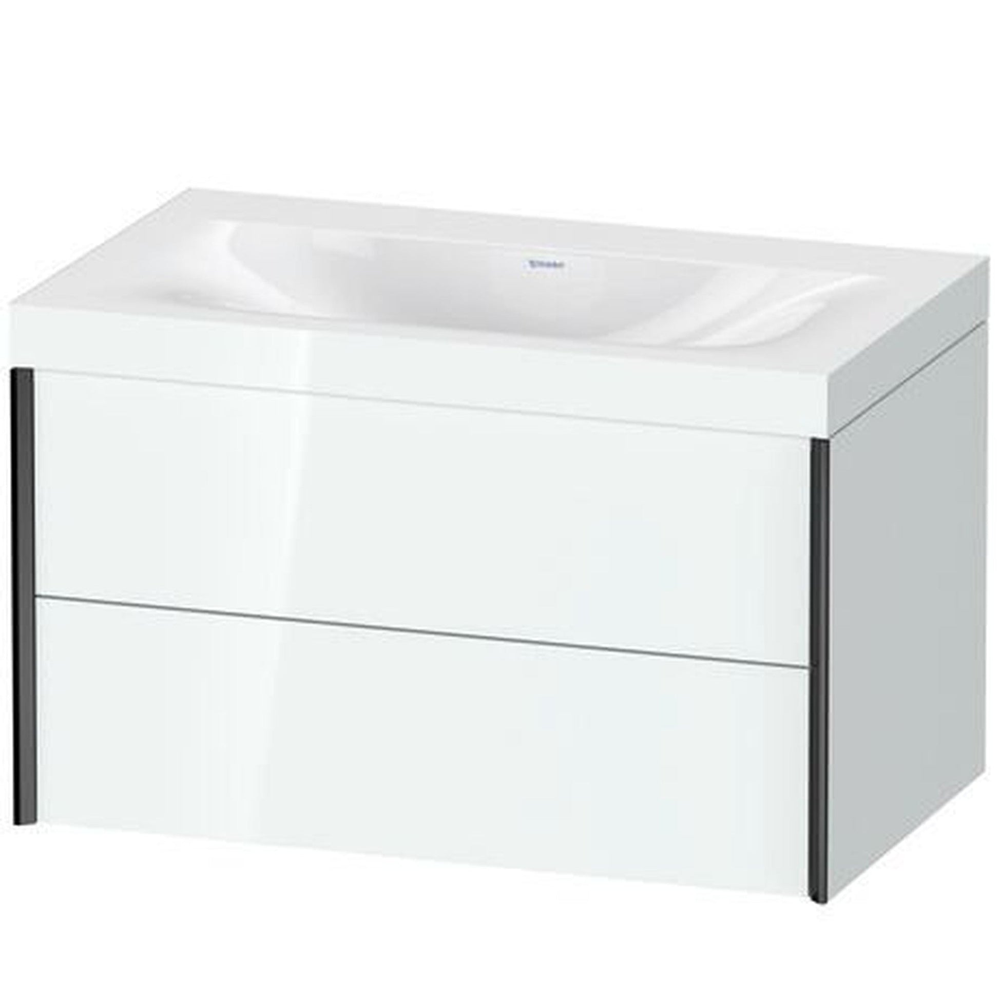 Duravit Xviu 31" x 20" x 19" Two Drawer C-Bonded Wall-Mount Vanity Kit Without Tap Hole, White (XV4615NB285C)