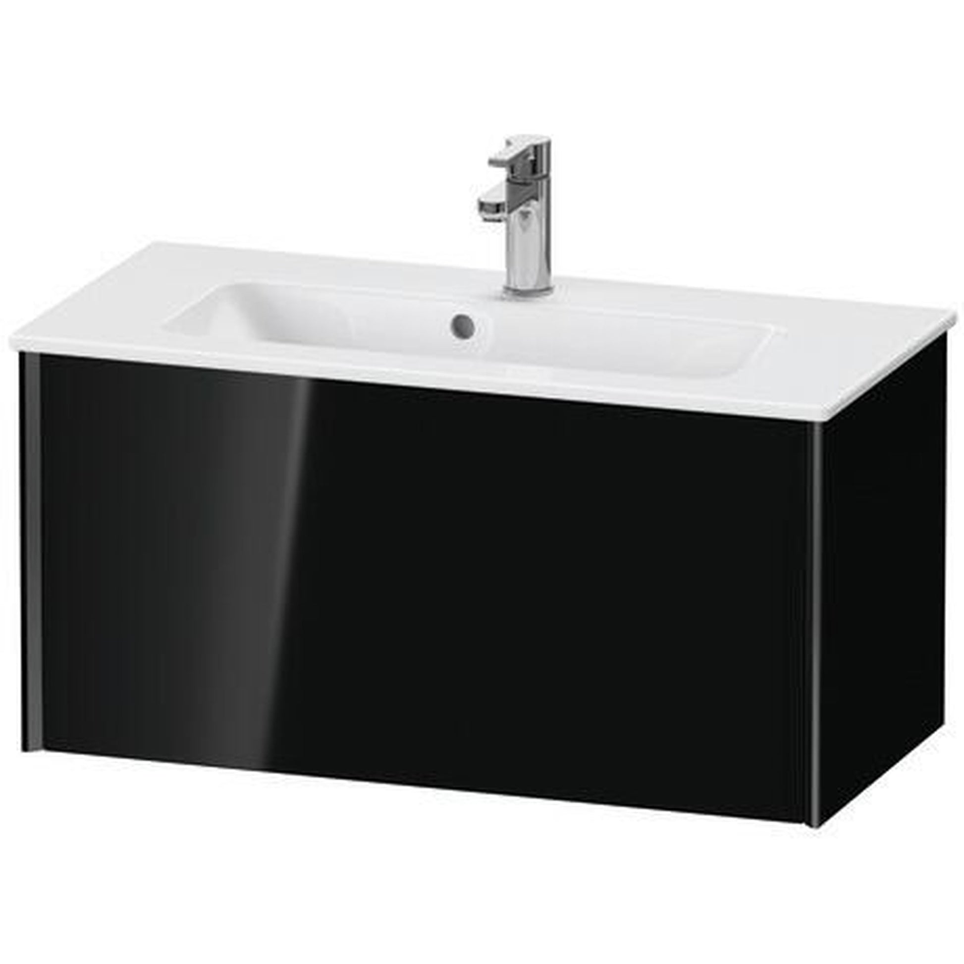 Duravit Xviu 32" x 16" x 15" One Drawer Wall-Mount Vanity Unit, Black High Gloss Lacquer (XV40790B240)