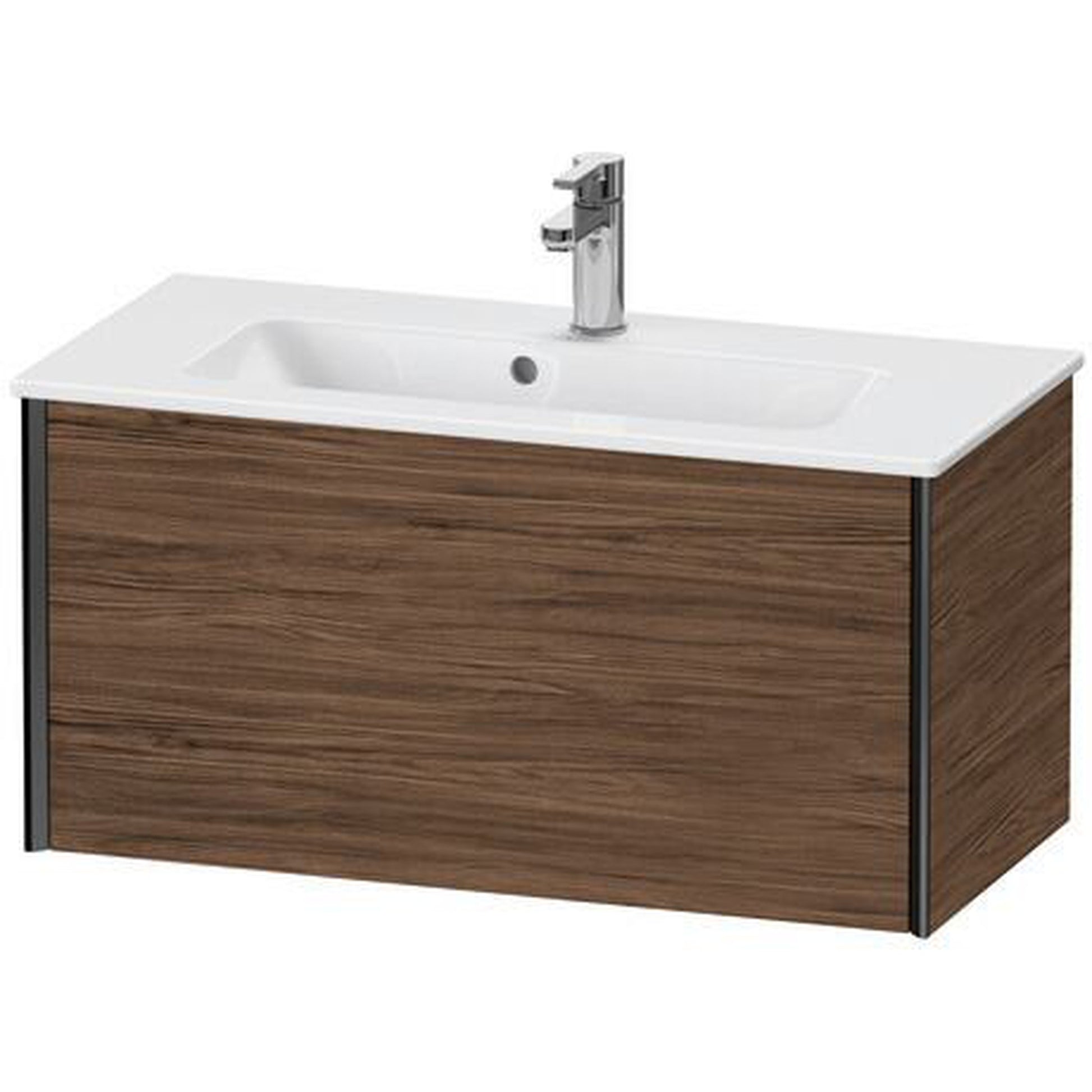 Duravit Xviu 32" x 16" x 15" One Drawer Wall-Mount Vanity Unit, Walnut Dark (XV40790B221)