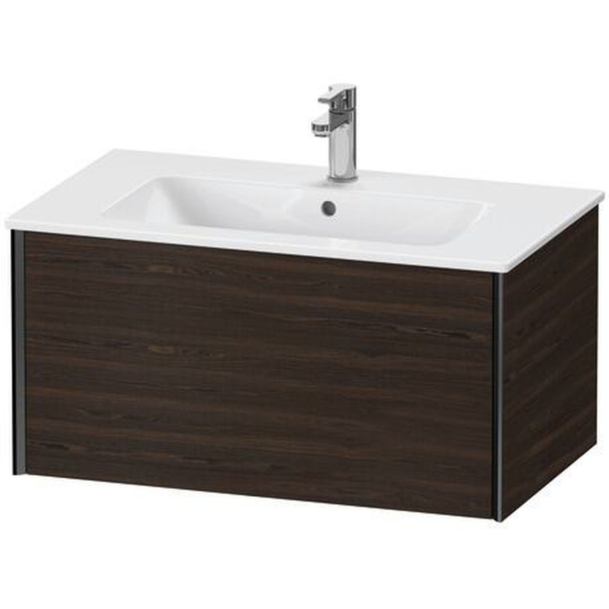 Duravit Xviu 32" x 16" x 19" One Drawer Wall-Mount Vanity Unit, Brushed Walnut Real Wood Veneer (XV40260B269)